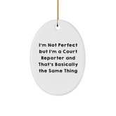 Court Reporter Gifts from Friends - I'm A Court Reporter And That's Basically The Same Thing Oval Ornament, Funny Christmas Unique Gift for Court Reporter - Image 1